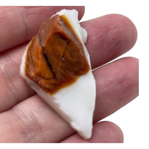 Milk Glass Carmel Art Glass Cullet Layered Multicolor Slag #SM23156 - Picture 5 of 6